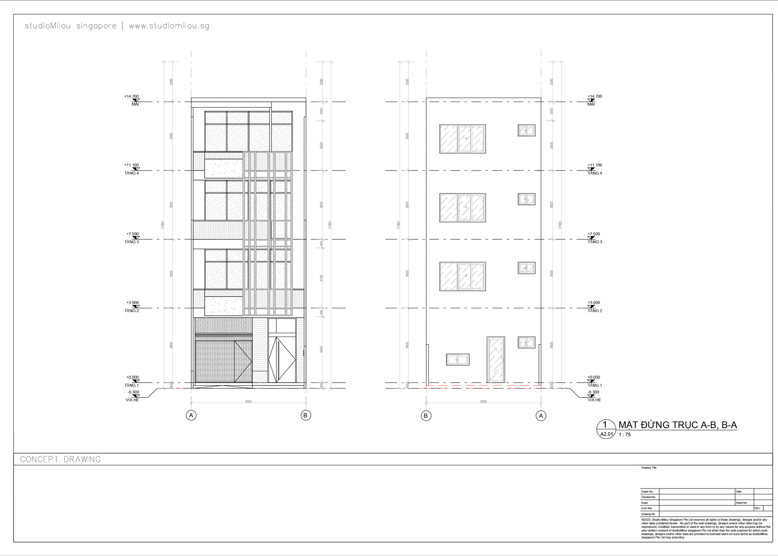 Mặt đứng trục A-B, B-A 7